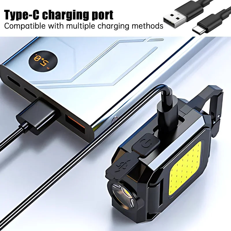 Mini COB LED Keychain Flashlight | USB Rechargeable Work Light