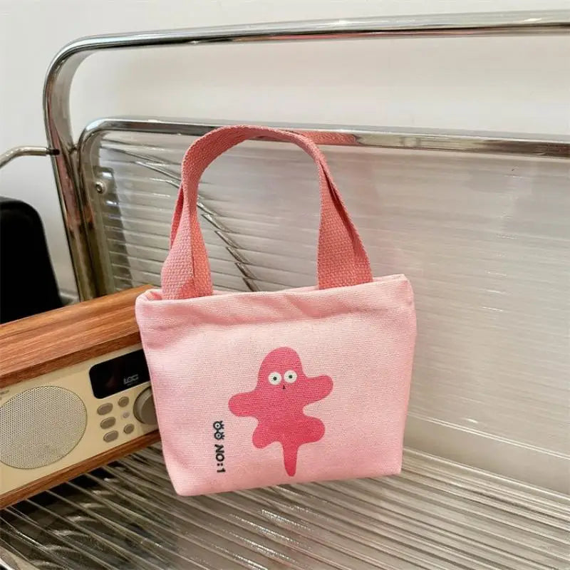 Canvas Bag Korean Style Small Bags Women's Handbag Mini Hand Snack Bag Lunch Bag Oasis Select Light pink