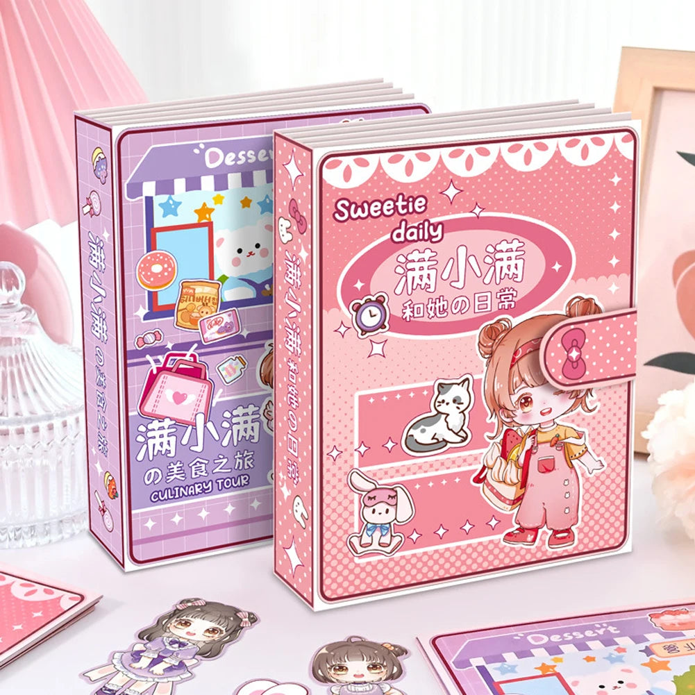 Creative Diy Animated Quiet Book Girl Dress Up Children's Educational Handmade Paper Book Doll Full Set Food Daily Life Oasis Select