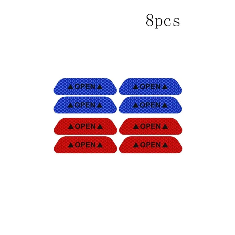 4/8/12/16pcs Reflective Car Door Sticker Safety Opening Warning Reflector Tape Decal Car Accessorie Interior Reflector Sticker Oasis Select 8pcs mix 2