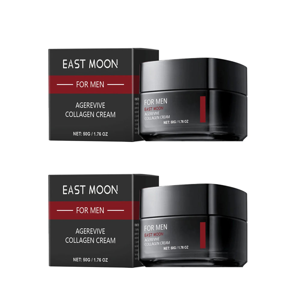 Men's Hyaluronic Acid Facial Cream Hydrating Tightening Brightening Collagen Tender Skin Non-Greasy Day/Night Care Moisturizer Oasis Select 2 x 50g Boxed