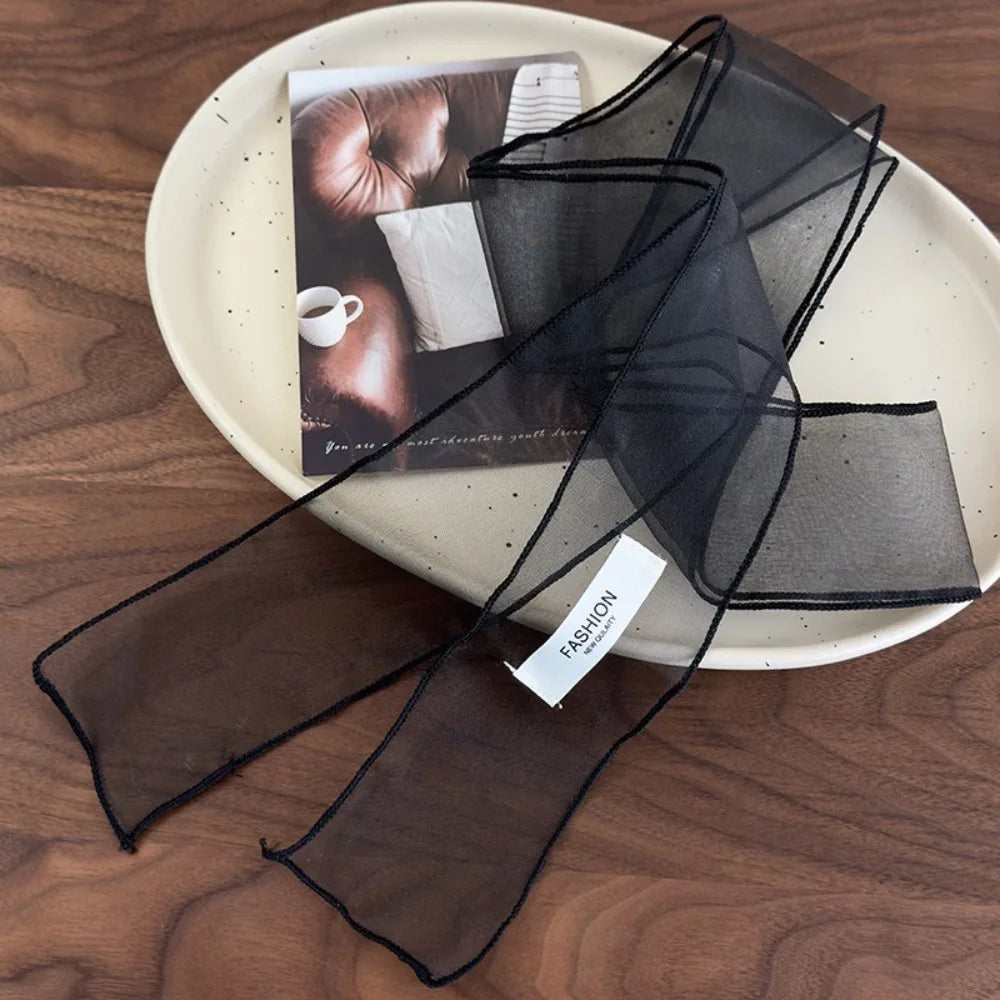 Decorative Solid Color Silk Scarf Y2K Thin Organza Headscarf Narrow Scarf Beach Oasis Select