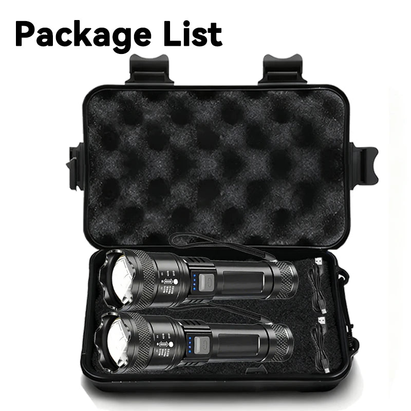 ZHIYU 2000LM Tactical LED Flashlight USB-C Rechargeable Zoom Torch