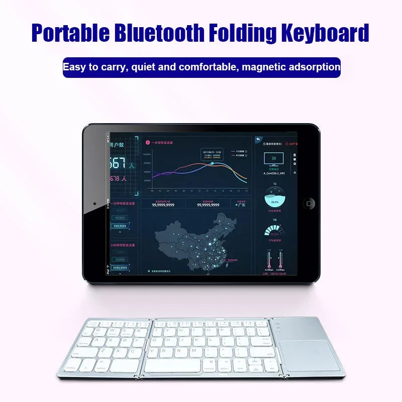 Wireless Folding Keyboard Bluetooth Keyboard With Touchpad For Windows, Android, IOS,Phone,Multi-Function Button Mini Keyboard Oasis Select