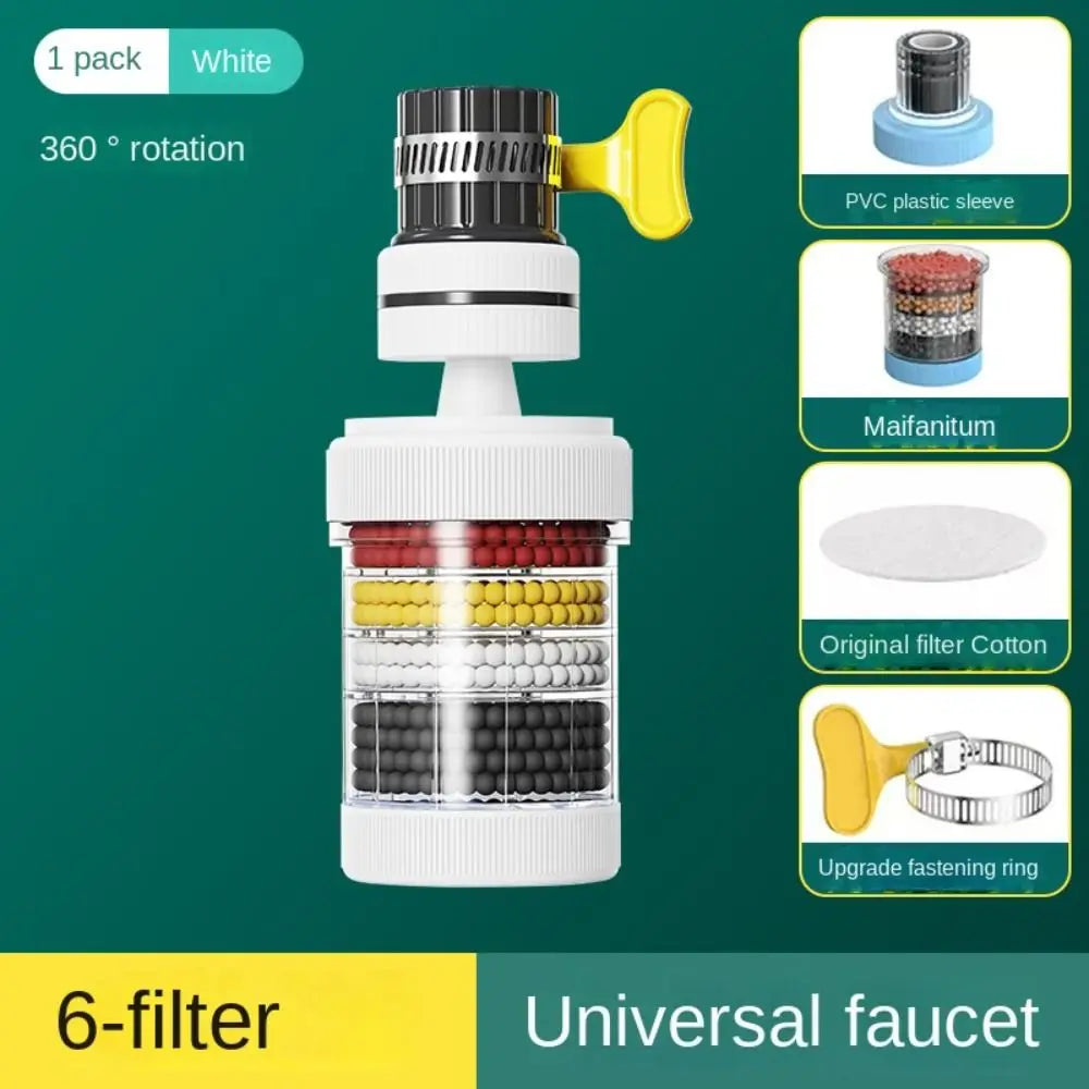 360° Rotatable 6 Layers Faucet Filter Faucet Extenders Kitchen Tool Bubbler Filtration Faucet Splash-proof Shower Oasis Select white