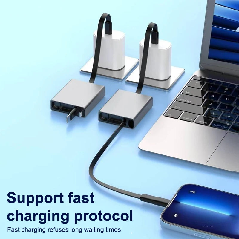 Pd Fast Charging Compatible With Smartphones/Laptops Type-C Single-Pull Data Cable 66W Unidirectional Retractable Charging Cable Oasis Select