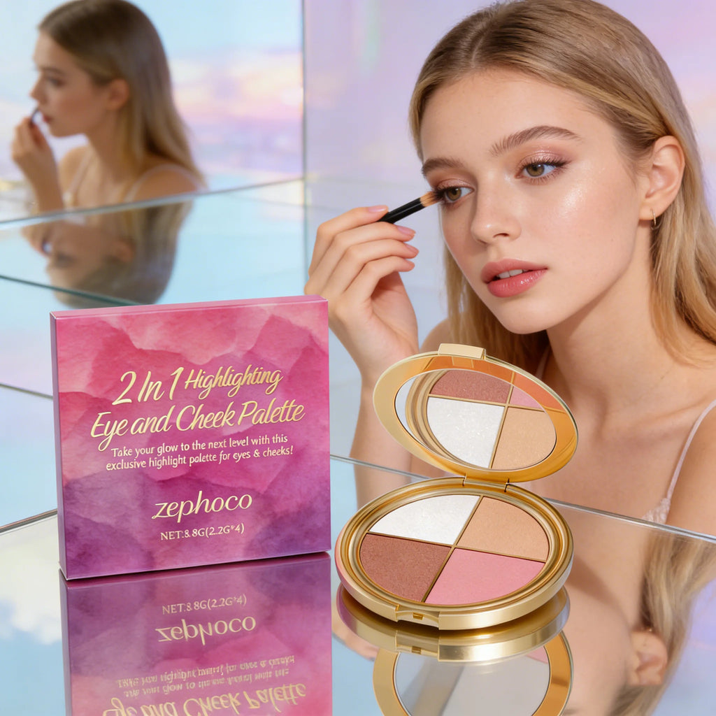 Eelhope 3-in-1 Face Palette – Highlighter, Eyeshadow & Blush Face Makeup Palette Oasis Select
