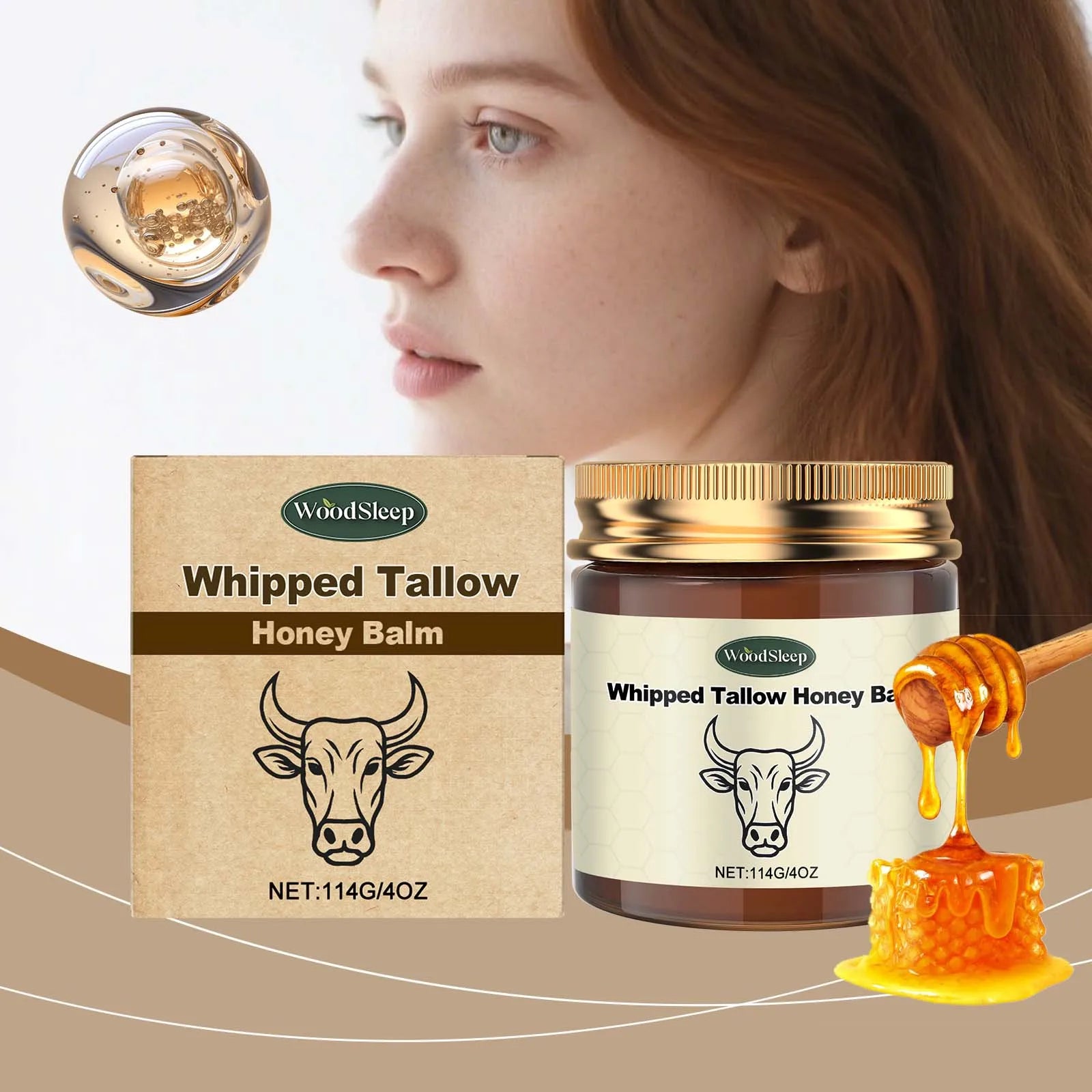 Tallow Honey Balm Nourishing Firming Repairing Dry Skin Moisturizing Non-Greasy Body Cream Lightweight Smooth & Silky Skin Care Oasis Select
