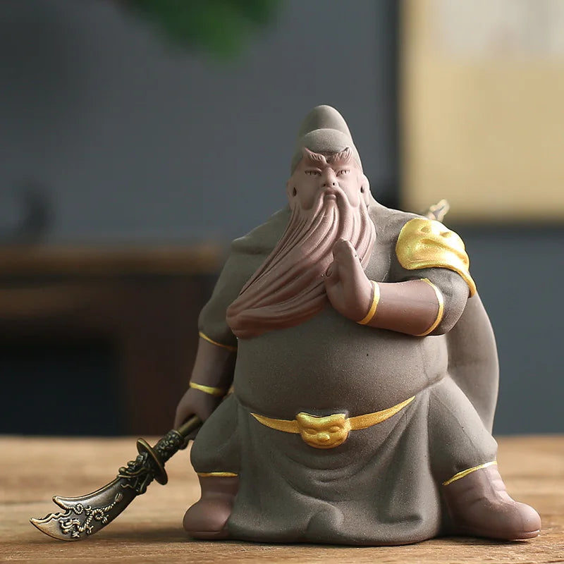 Purple Sand Tea Pet Decoration Zhongyi Guan Gong Creative Hand-carved Tea Pet Tea Tray Ceremony Crafts Oasis Select E