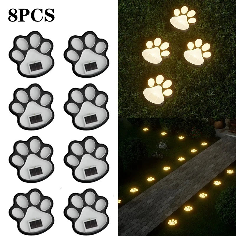 4-12PCS LED Solar Outdoor Light Waterproof Animal Paw Print Lamp for Garden Lawn Patio Summer Camping Home Decoration Oasis Select Warm Light-8PCS