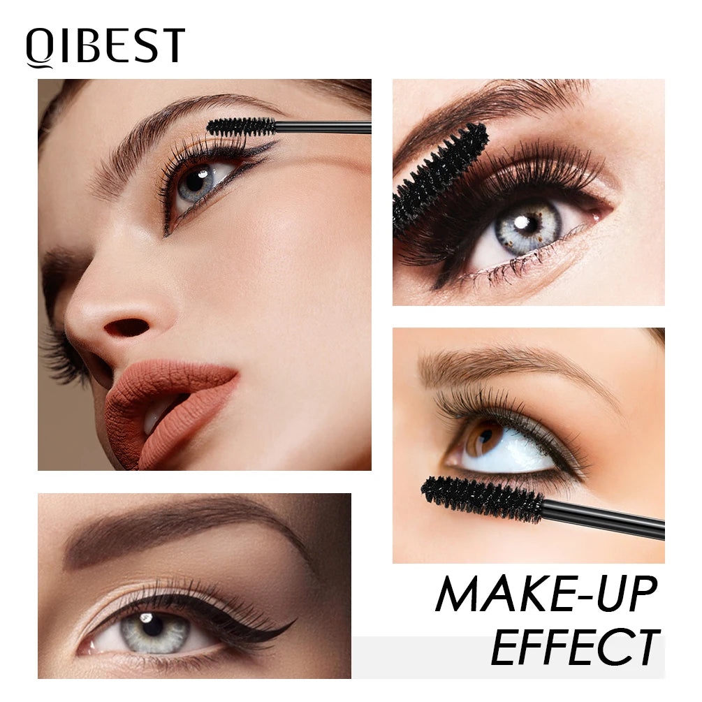 QiBest 4D Silk Fiber Mascara – Waterproof, Volumizing Black