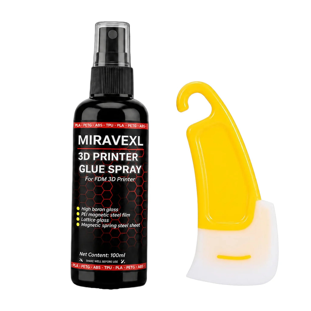 3D Printer Glue Spray&Scraper Set – Quick-Drying, Strong Adhesion Surface Spray with 3D Printing Scraper Tool for FDM/SLA Prints Oasis Select 1 bottle