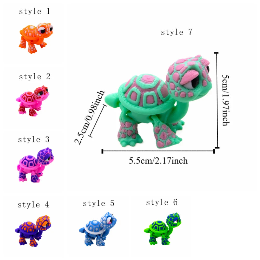 3D Printed Turtle Figurine | Articulated Joints Desktop Decor