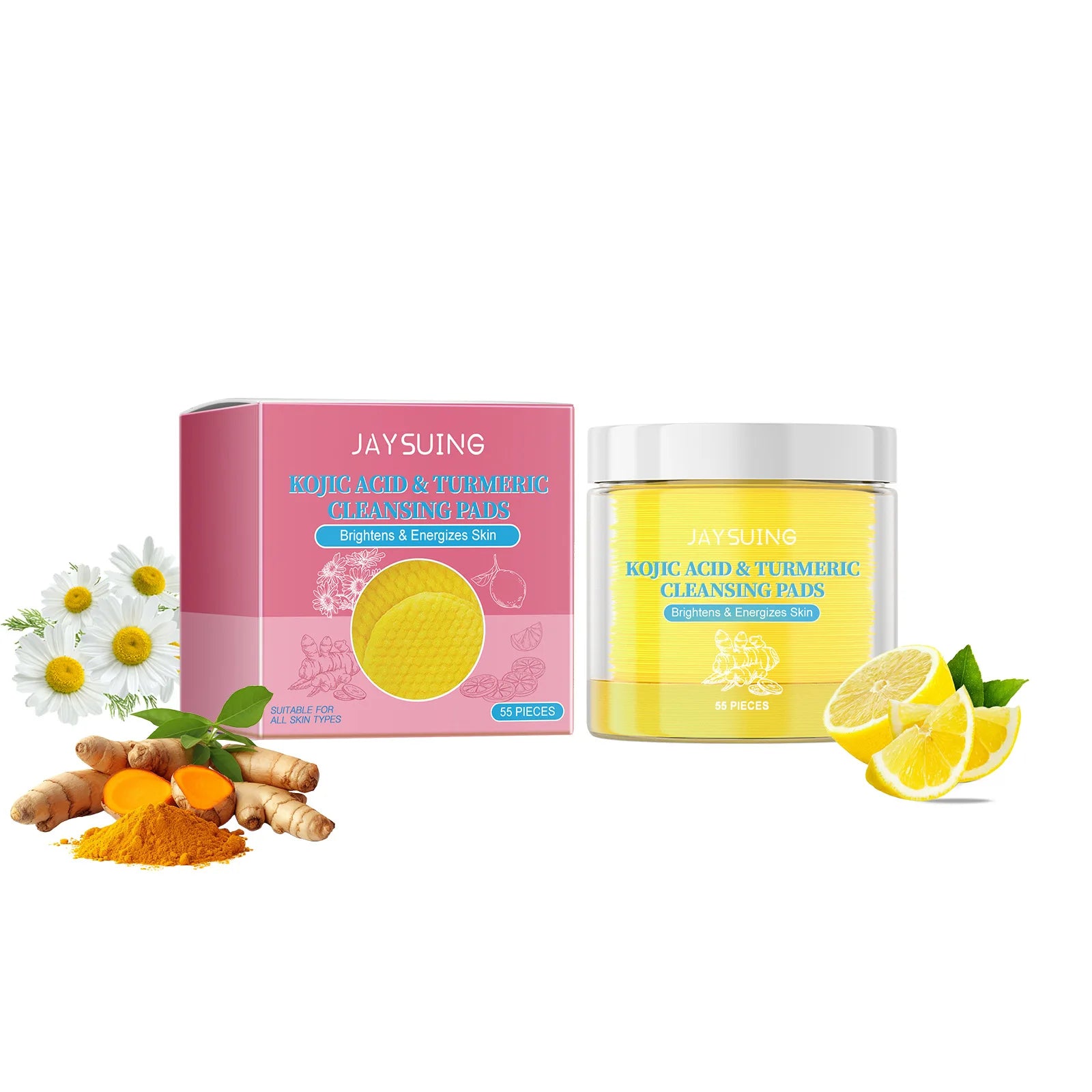 Turmeric Exfoliating Facial Pads – Anti-Acne & Deep Cleanse Exfoliating Facial Pads Oasis Select 55pcs box soft skin