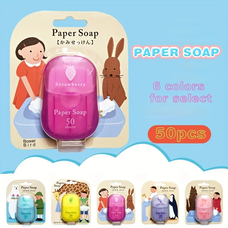 Paper soap, portable soap tablets, suction cardboard soap, 6 colors, 6 flavors, 50 tablets, disposable hand washing travel soap Oasis Select