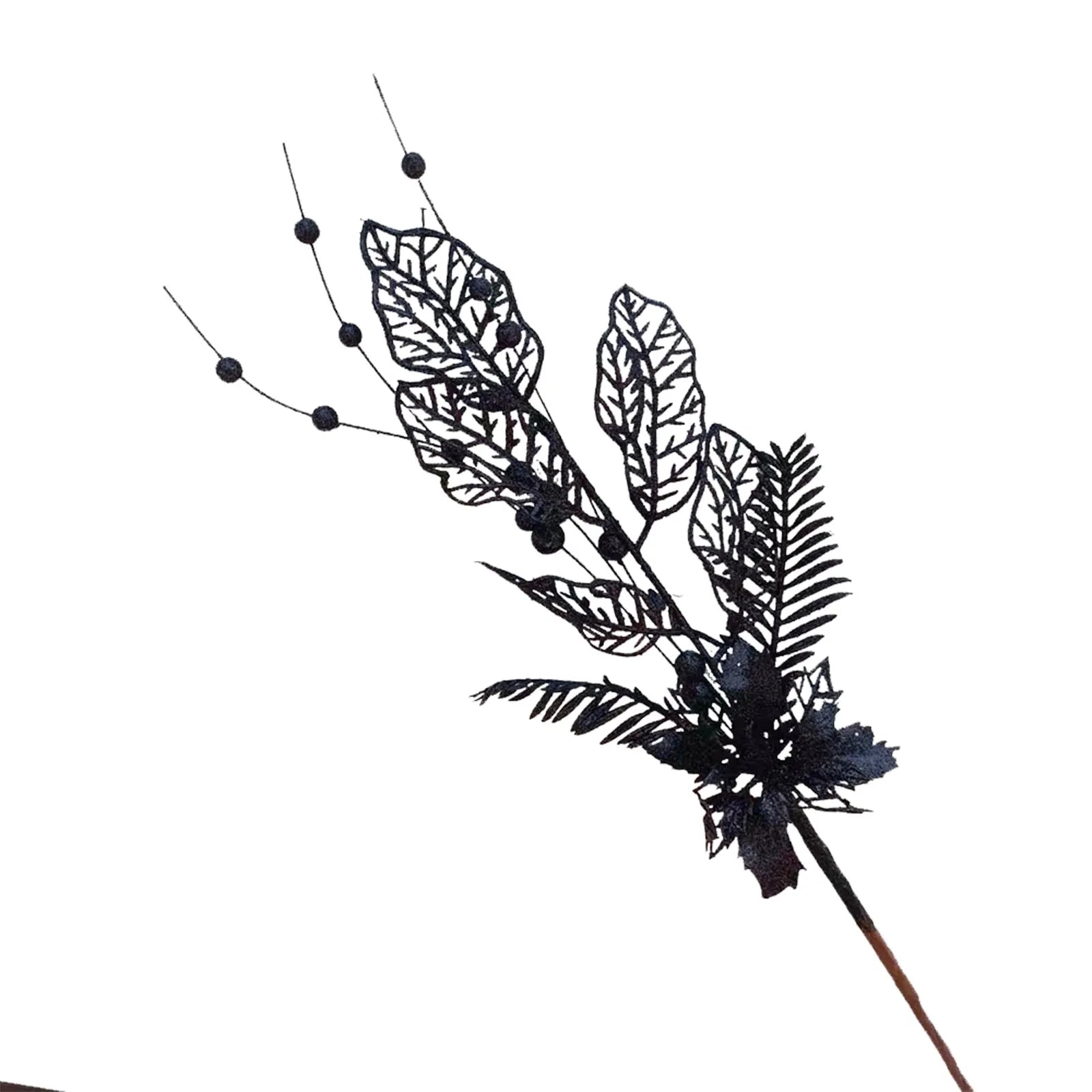 Gold Glitter Christmas Berry Branch Picks – Set of 10 Xmas Decor Christmas Tree Pick Oasis Select Black One Size