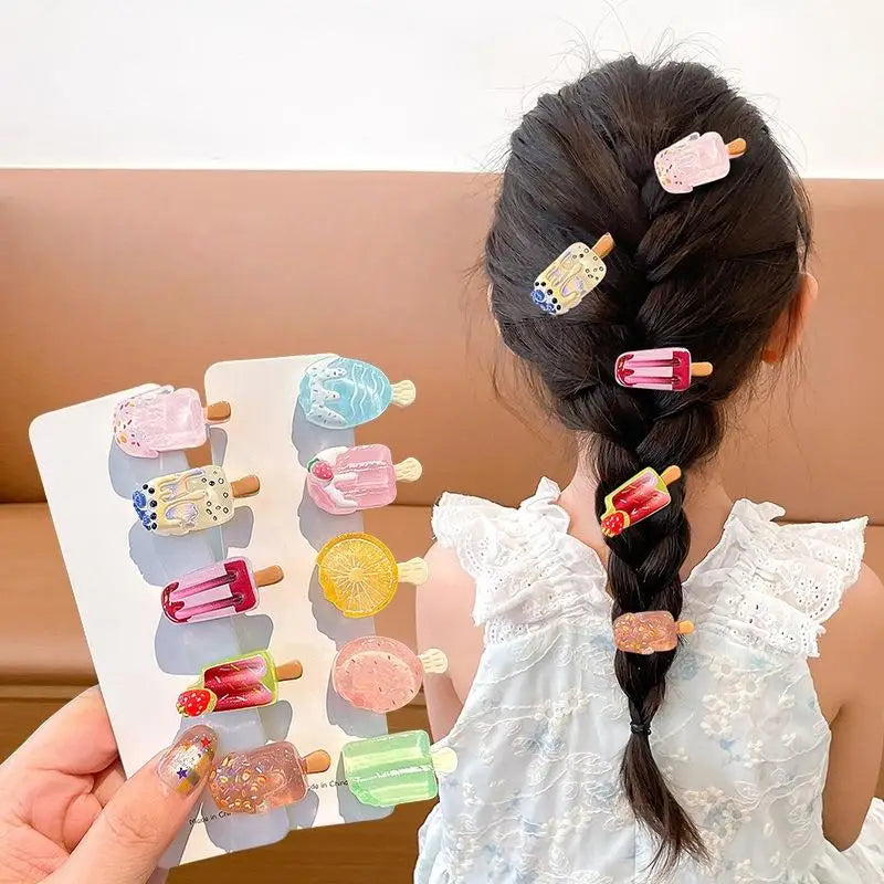 10Pcs Ice Cream Mini Duckbill Hair Clips for Women | Cute Set Hair Clips Set Oasis Select