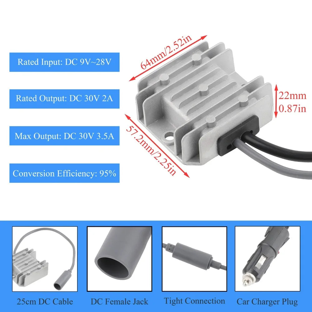 MINI 12/24V to 30V 3.5A For Starlink extension cable DC male to female 3/5/10/20m + DC power converter car charger to DC female Oasis Select