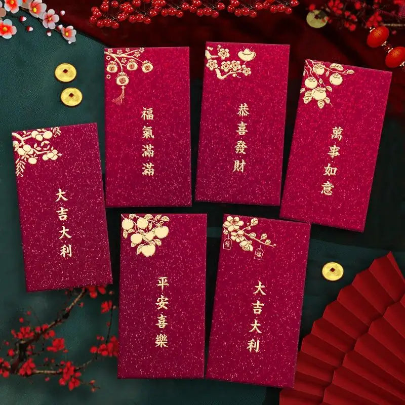6Pcs Paper 2026 Horse Year Red Envelope Mini Cartoon Lucky Money Bag Traditional Blessing Red Pocket Marriage Celebration Oasis Select B8