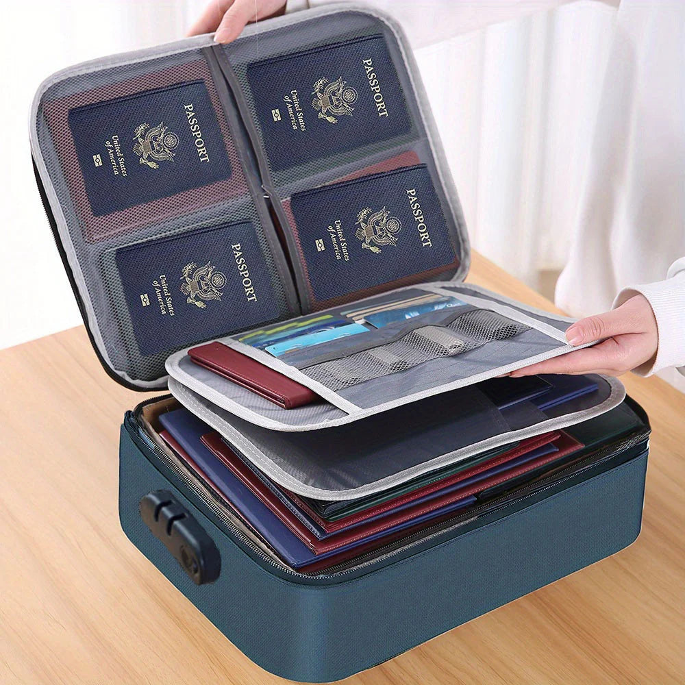 Multifunctional Briefcase with Password Lock for Office Document Storage Business Trip Card Passport Organizer Travel Accessory Oasis Select Blue