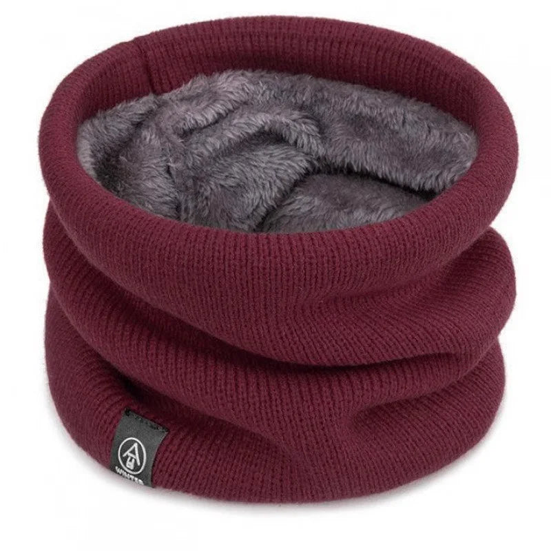 Knitted Solid Color Scarves Warm Thickened Neck Scarfs Ski Face Mask Tube Circle Scarf for Skiing Hiking C ycling Neck Warmer Oasis Select wine red
