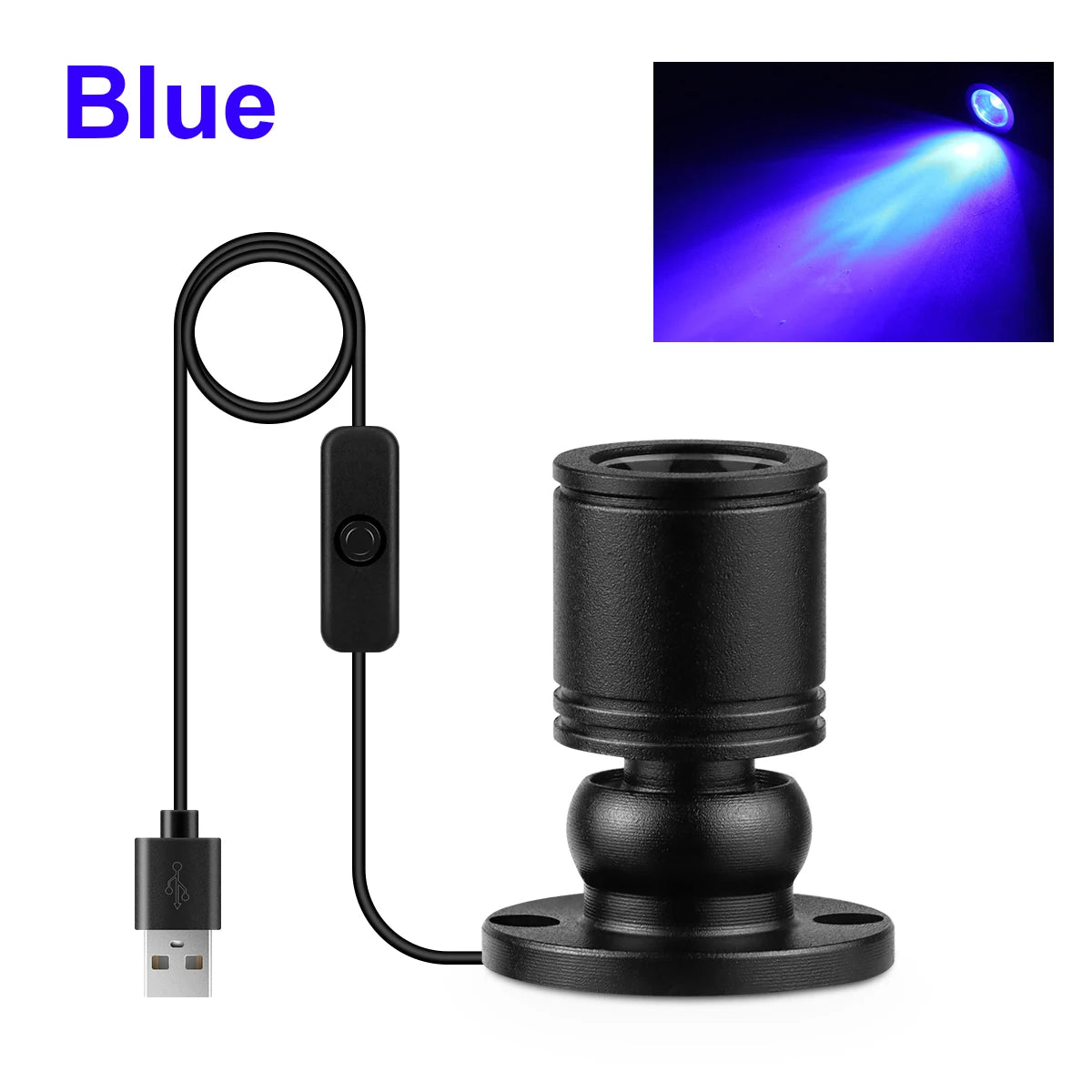 1W Led USB Spotlight With Swtich On/Off,5V USB Charging Port,Atmosphere Decor Lighting for Collectibles Anime Character Models Oasis Select Black Shell Blue
