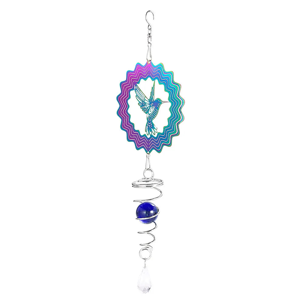 Gradient Color Wind Spinner Stabilizer Gazing Ball Spiral Tail Tree of Life Wind Chimes Catcher Pendant Garden Hanging Decor Oasis Select C