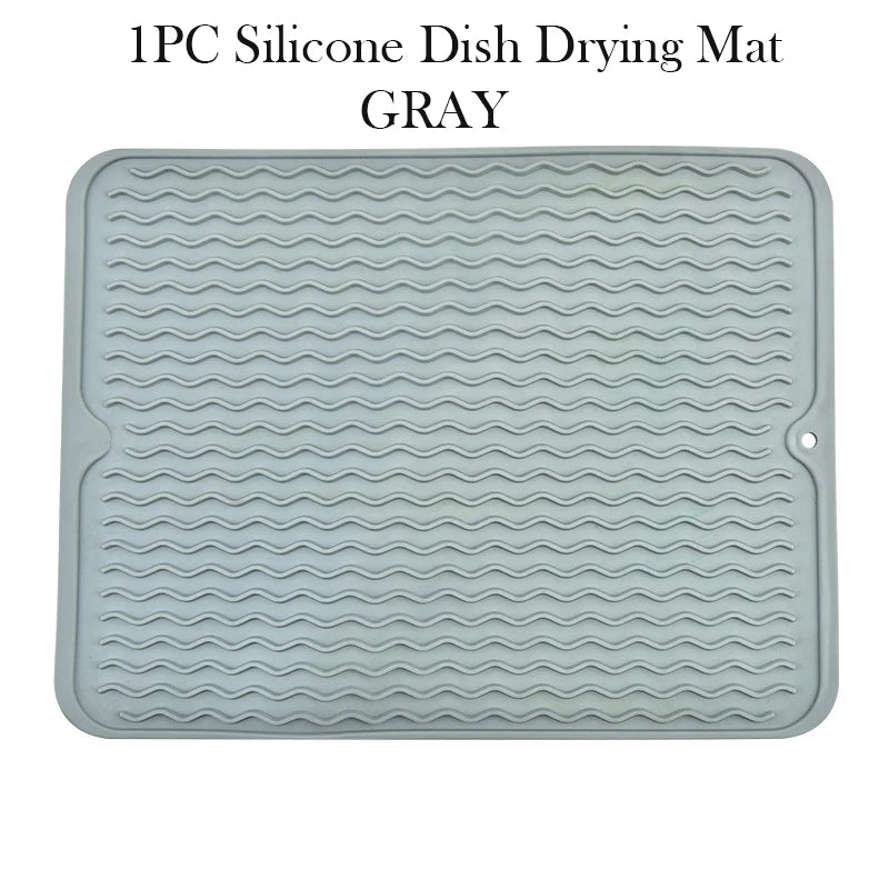 Silicone Dish Drying Mat Protector Sink Mat Table Kitchen Home Anti Slip Drying Dishes Drain Mat Heat Resistant Kitchen Sink Mat Oasis Select 1pc gray 40x30CM Strip