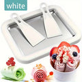 Household Ice Cream Maker Pan with 1 Scraper Instant Rolled Ice Cream Maker DIY Sorbet Frozen Yogurt Maker Ice Stir Fry Machine Oasis Select White