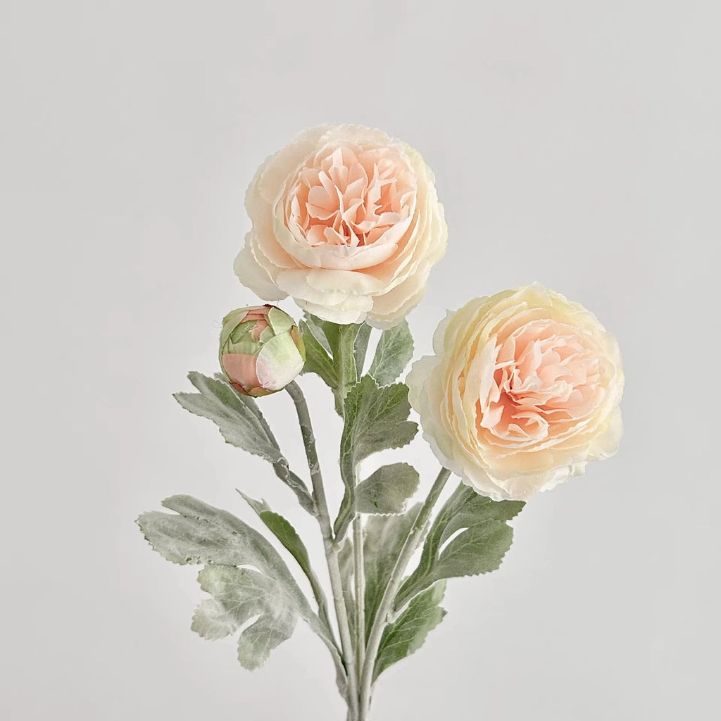 50CM 3 Head Flocking Lotus Artificial Flower Peony Artificial Flower Wedding Home Living Room Decoration Oasis Select E