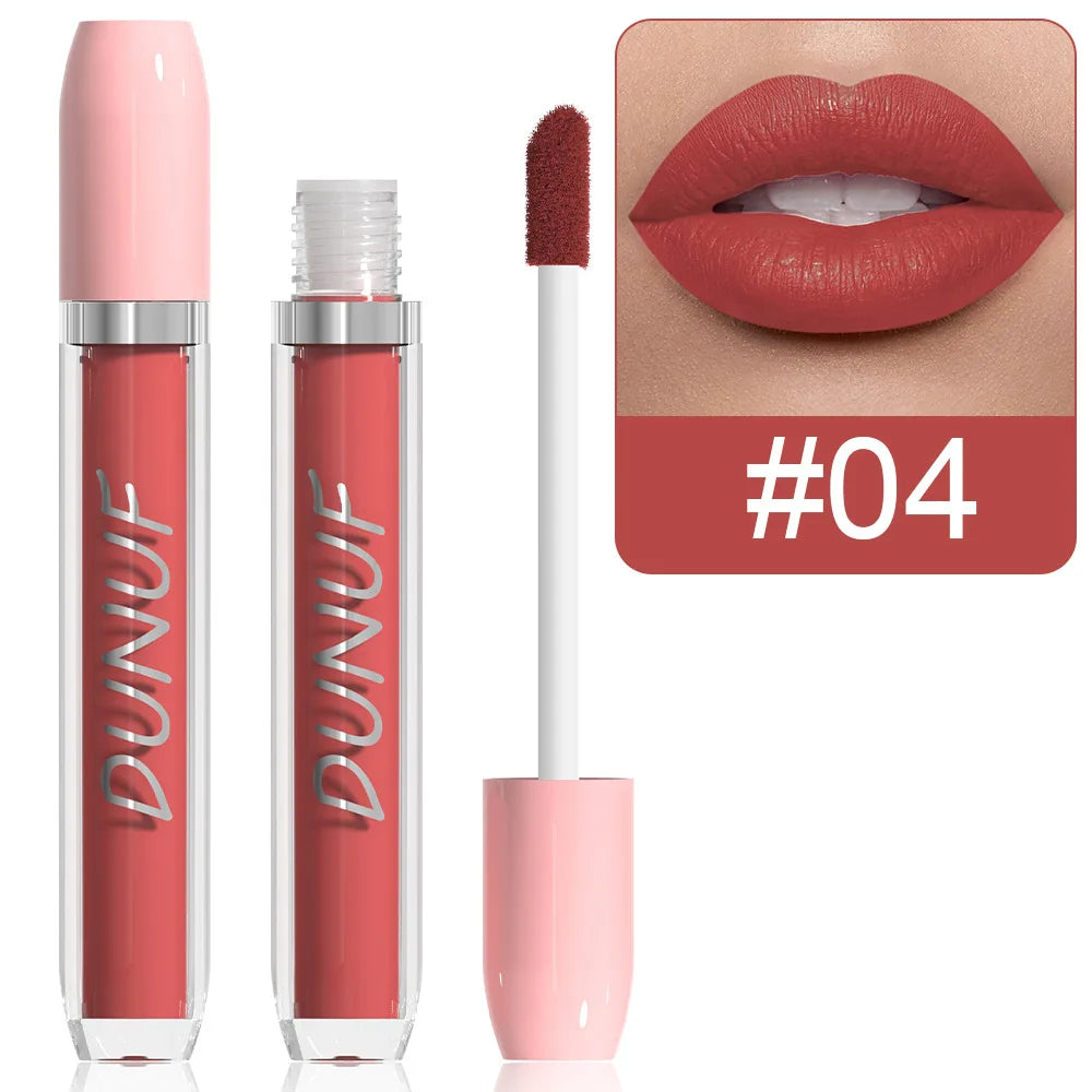 DUNUF Matte Lip Gloss – Waterproof High Pigment Velvet Lipstick