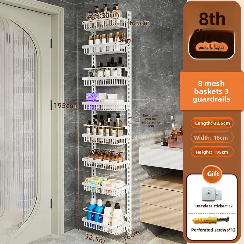 Multi-layer adjustable kitchen cabinet wall condiment seasoning rack No punching wall hanging storage shelf Oasis Select 8-1-White-8-186-31