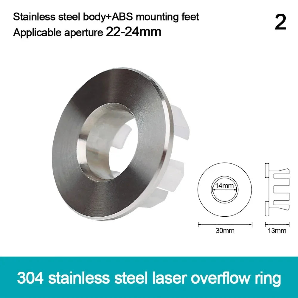 Useful Stainless Steel Sink Overflow Covers Round Wash Basin Overflow Ring Plug Replacement Sink Hole Cover Trim Ring Cap Oasis Select 2