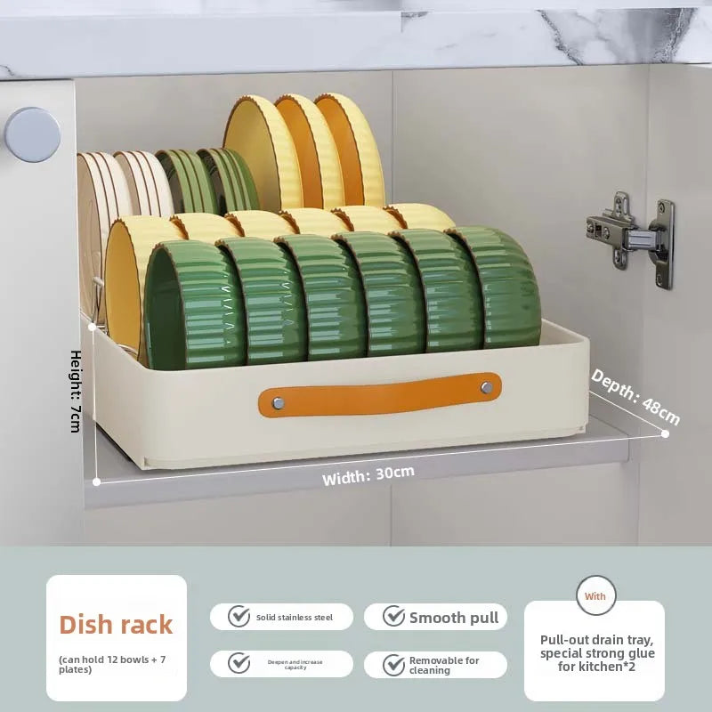 Multi-functional Stainless steel pull-out dish rack, drawer basket in kitchen cabinet Oasis Select Dishset30-48