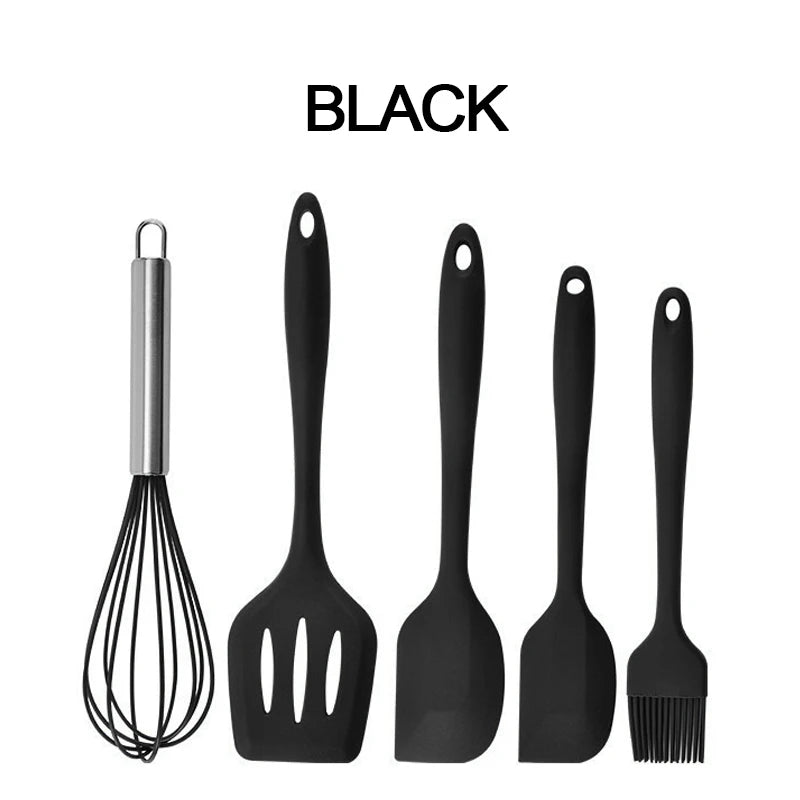 Silicone Cooking Utensils Set – Spatula, Ladle & Egg Beater Silicone Utensil Set Oasis Select BLACK