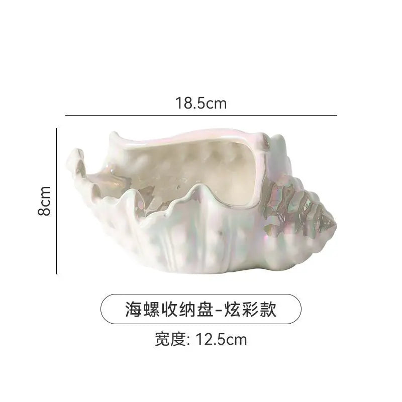 Simple Mirror-like Bright Silver Ceramic Shell-style Decorative Item Practical Key Jewelry Storage and Decoration Oasis Select Colorful