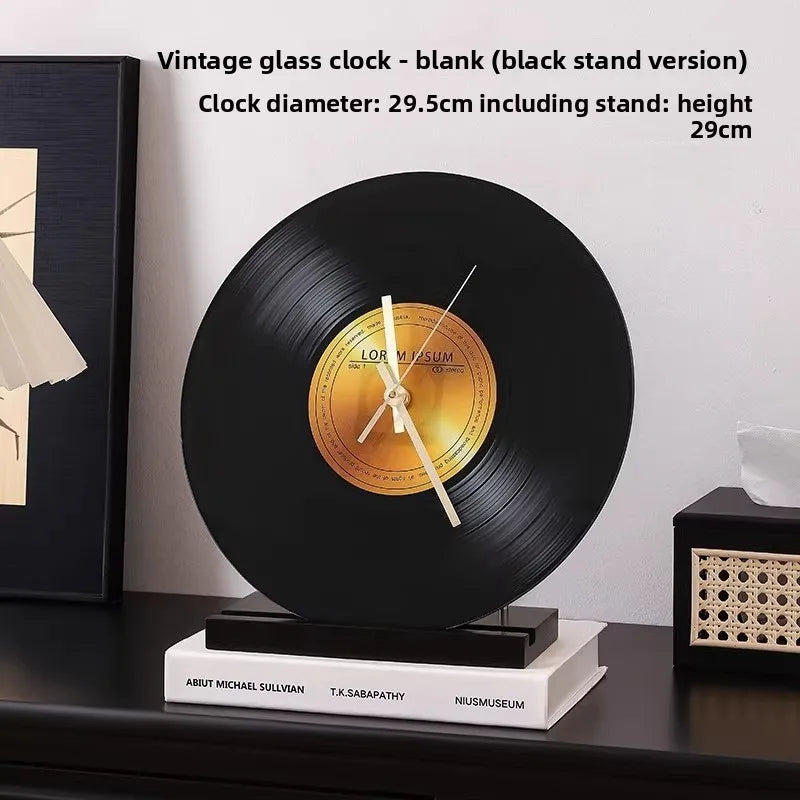 Mid Ancient Retro Vinyl Record Desktop Clock Decoration Living Room