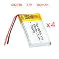 602030 3.7V 300mAh Real Capacity Polymer Lithium Ion Rechargeable Battery for Toys, LED Light, Bluetooth Speaker Tools Accessory Oasis Select 4pcs