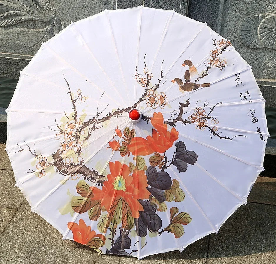 Oil-paper Fringe Rainproof Cloth Umbrella Ancient Props Hanfu Dance Umbrella Performance Classical Decorative Craft Umbrella Oasis Select 5 24K Bamboo