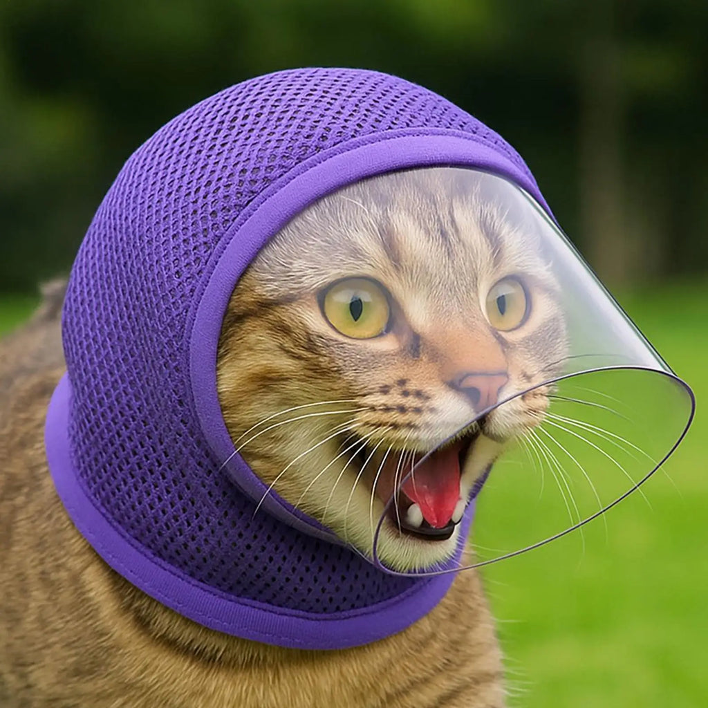 Pet Muzzle Cat Adjustable Drawstring Mouth Cover Prevent Biting Accidental Ingestion Mesh Breathable Comfortable Anti Stuffiness Oasis Select