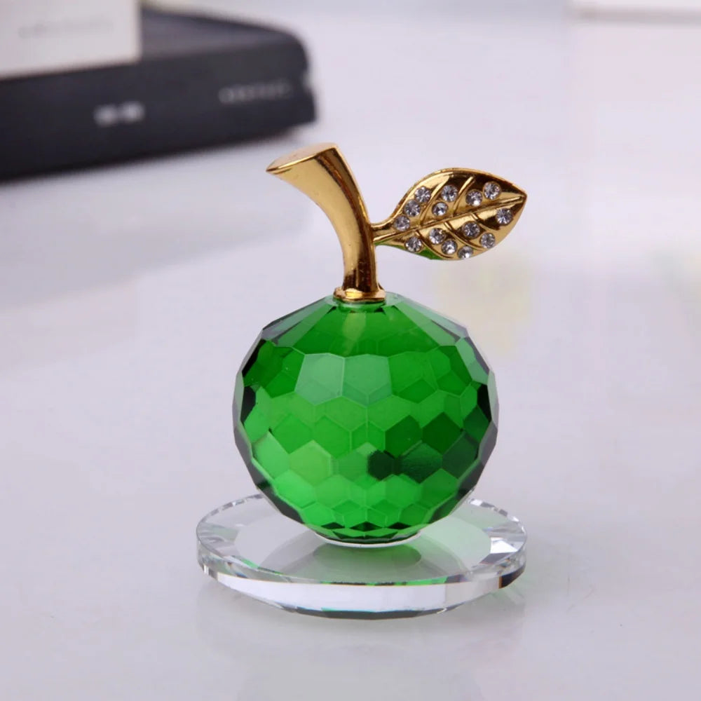 3D Crystal Apple Ornament Diamond Apple Craft Souvenir Home Living Room Desktop Decoration Car Ornaments Fruit Figurines Gift Oasis Select Green