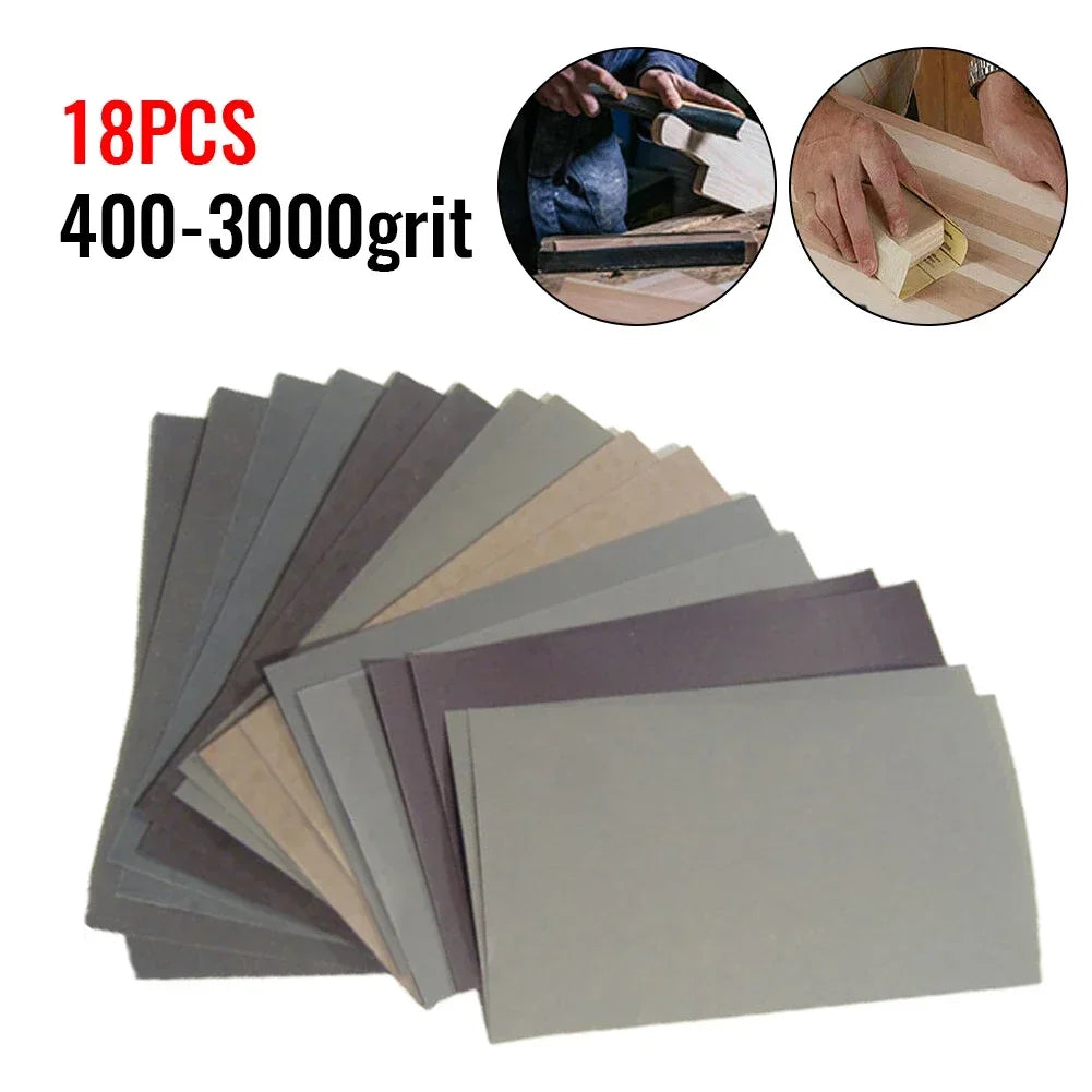 18pcs/Set Sandpaper 400,600,800,1000,1200,1500,2000,2500,3000 Grit Sandpaper Wet / Dry Sanding Paper Abrasive Polishing Tools Oasis Select
