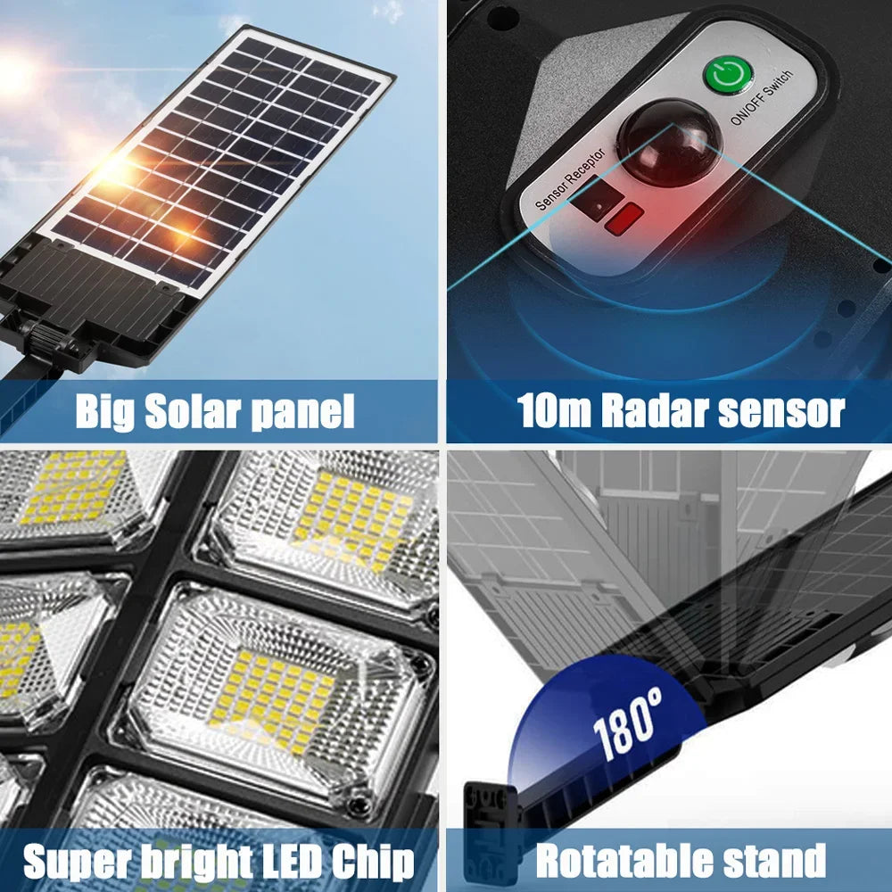 30000LM 10000mAh Solar Led Light Outdoor Powerful Outdoor Solar Lamp Remote Control Waterproof Flood Light Exterior Wall Lamp Oasis Select