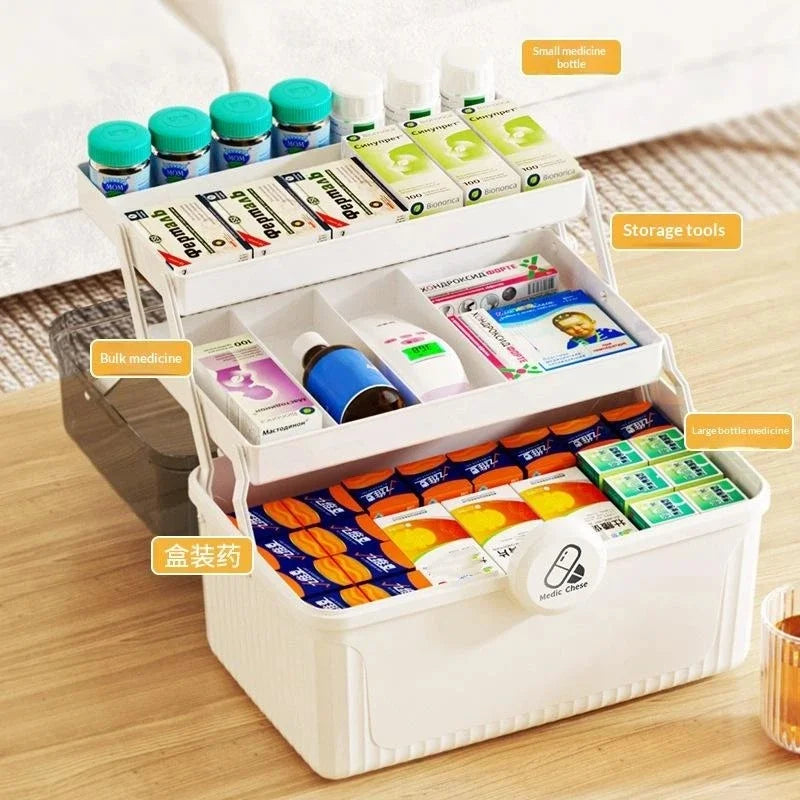3-Tier Foldable Medicine Organizer | Portable First Aid Box