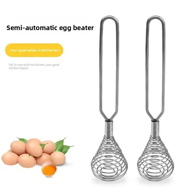 Handheld Manual Egg Beater – Stainless Steel Spring Whisk
