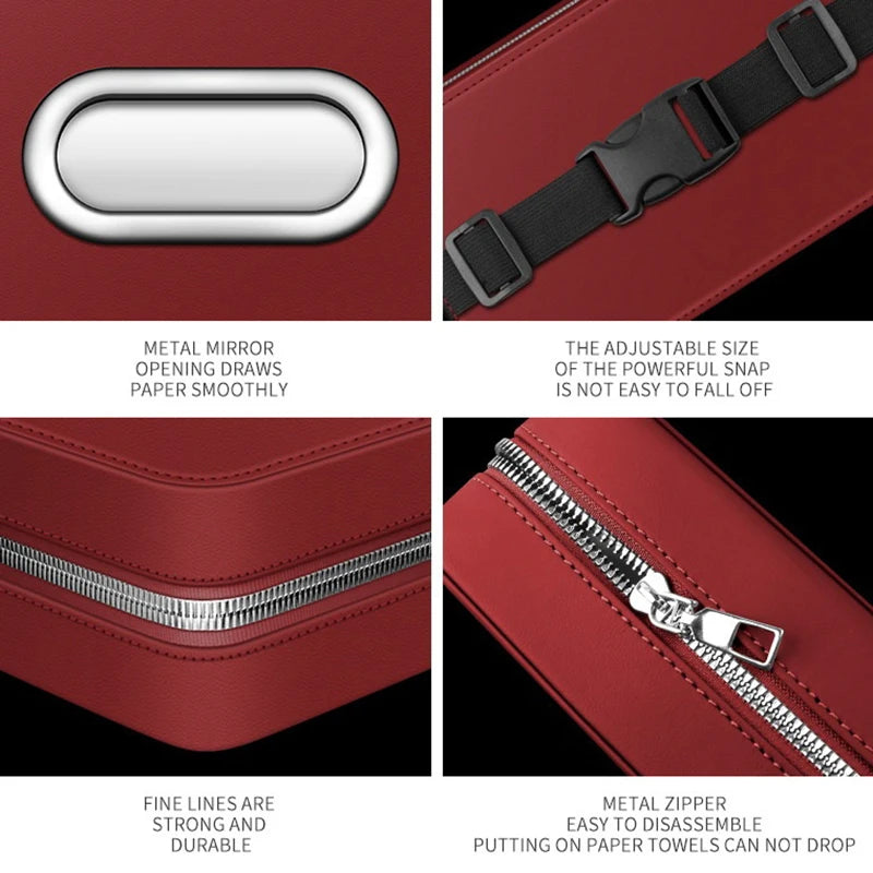 Car Leather Tissue Box With A Simple And High-End Feel, Car Seat Back Armrest Box, Multi-Functional Hanging Tissue Storage Box Oasis Select