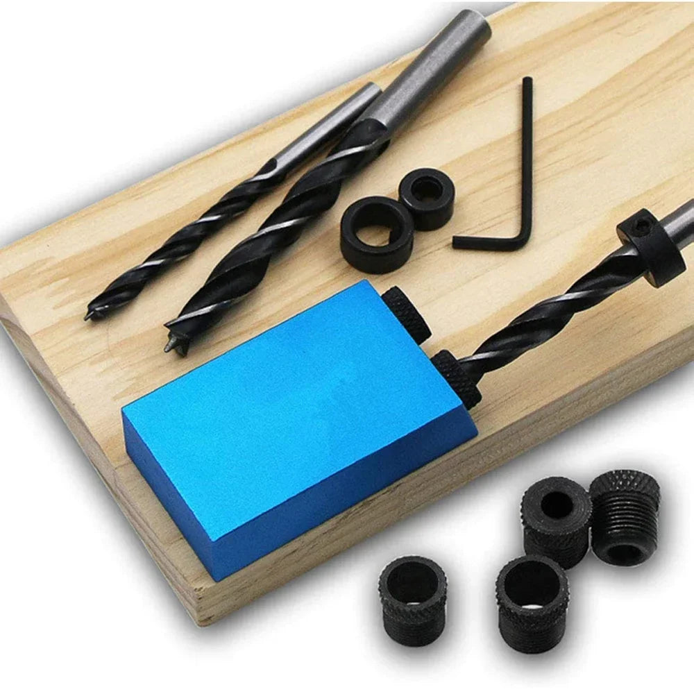 Woodworking Oblique Pocket Hole Locator Jig Kit 15 Degree Angle Drill Guide Set Hole Puncher DIY Carpentry Tools Drill Bits Oasis Select
