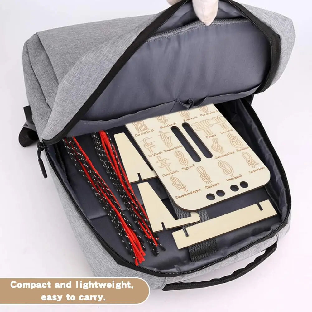 Scouts Beginners Knot Practice Board Wooden 16 Knots 3 Paracord Camping Climbing Survival Bushcraft Educational Training Tool Oasis Select