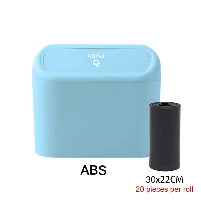 Car Trash Can with Lid Hanging Dustbin Garbage Box Car Interior Storage Case Trash Door Seat Clip Stand Holder Car Accessories Oasis Select C 1rolls
