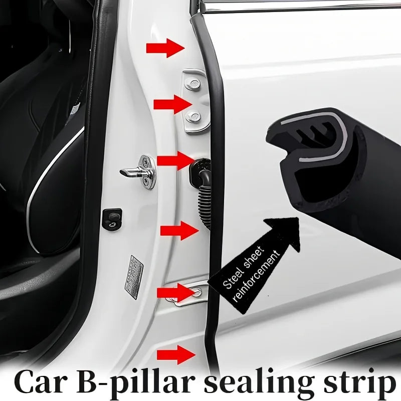 2pcs Car B-Pillar Rubber Weatherstrip Door Edge Seal Strip